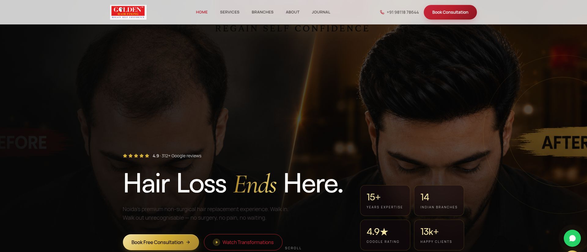 Golden Hair Fixing — Hair Replacement Studio website project